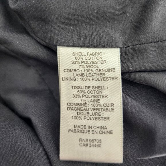 REBECCA TAYLOR Moto Tweed Vest Lamb Leather Trim Zip Up Navy Blue - Picture 6 of 6